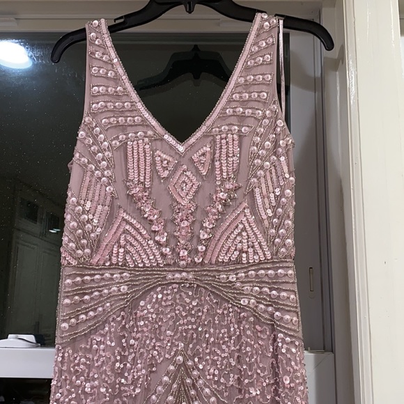 Adrianna Papell beaded V-Neckline sleeveless long gown - Picture 7 of 9